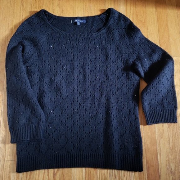Anne Klein black beaded sweater - Picture 4 of 15